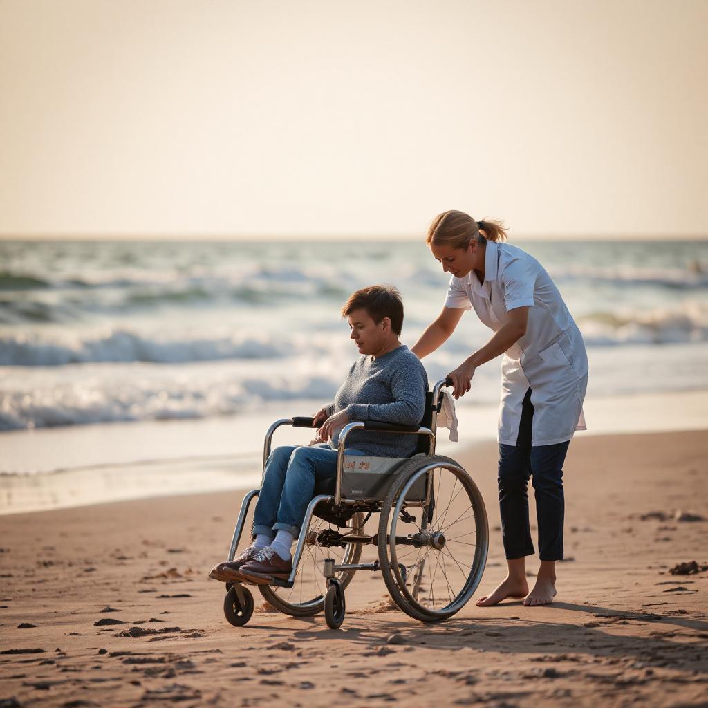 An AFT Care support worker assisting a participant during a community activity.